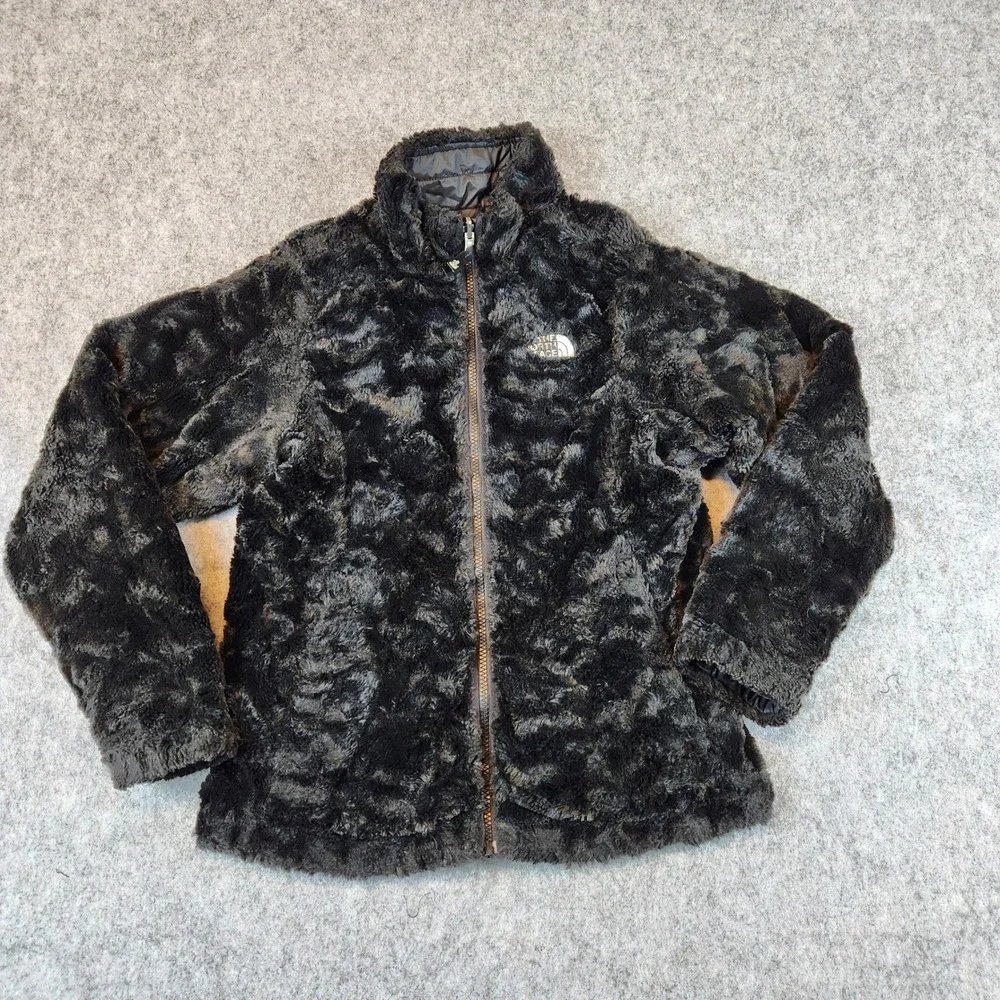 The North Face Reversible Shasta Jacket Girls L Full Zip Faux Fur Insulated - Picture 1 of 12